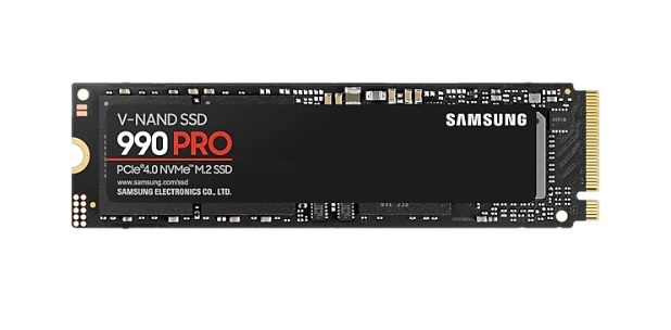  <b>M.2 NVMe SSD:</b> 1TB 990 PRO, PCIe Gen4, Read: 7450MB/s, Write: 6900MB/s, R:1200K/W:1550K IOPS, 600TBW, 1.5M MTBF  