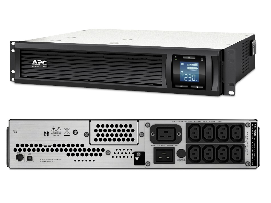  APC Smart-UPS C, Line Interactive, 3kVA/2100W, Rackmount 2U, 230V, 8x IEC C13+1x IEC C19 outlets, USB and Serial communication, AVR, Graphic LCD  