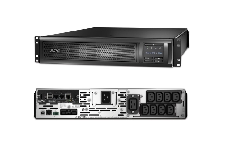  APC Smart-UPS X, Line Interactive, 3kVA/2700W, Rack/tower convertible 2U, 208V-230V, 8x C13+1x C19 IEC, Network card, Extended runtime  