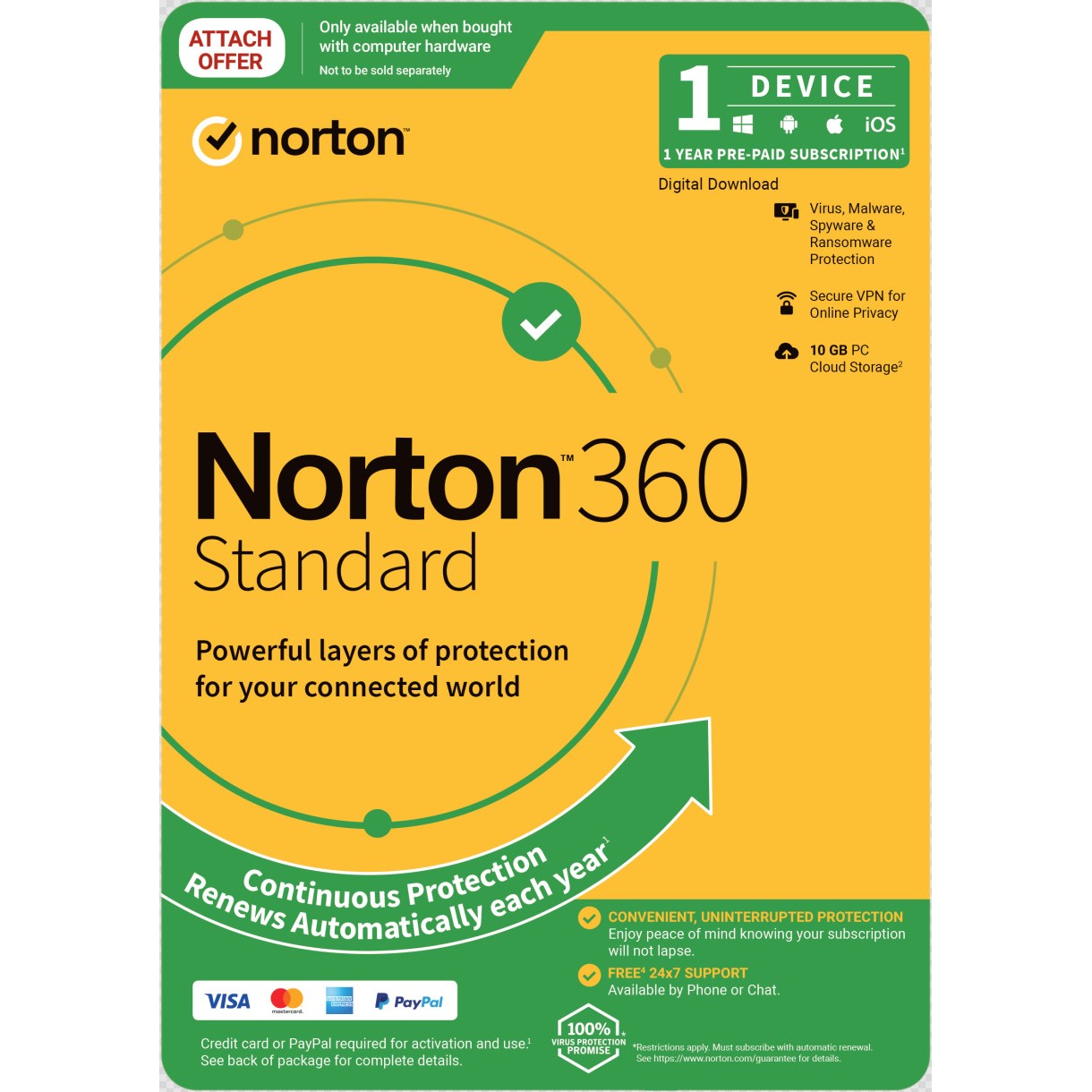  Norton 360 Standard: 1 Devices 1 Year Subscription OEM KEY ONLY<br>PC/Mac/Android/iOS, No Installation Media Included (Download & Register Online)<BR><font color='red'>(Activation Key Delivery by email, No Physical Product.</font>  