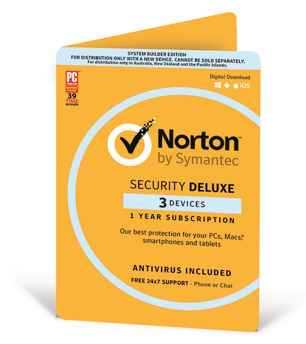  Norton Security Deluxe: 3 Devices 1 Year Subscription OEM<br>PC/Mac/Android/iOS, No Installation Media Included (Download & Register Online) - <font color='red'>Email Key Option Available</font>  