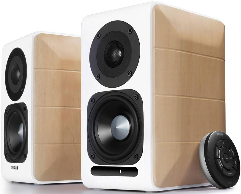  Hi-Res Audio Certified Powered Bookshelf Bluetooth Speakers White - BT 4.1/3.5mm AUX/USB/Optical/94mm Bass Driver/Built-in AMP  