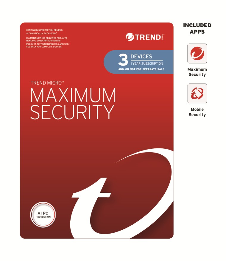  Maximum Security - 3 Device 1 Year OEM<br>PC/Mac/Android/iOS, No Installation Media Included (Download & Register Online)<br>Note: Payment Method Required To Activate - <font color='red'>Email Key Option Available</font>  
