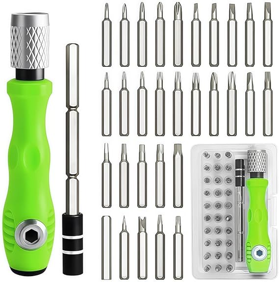  32-in-1 Magnetic Precision Screwdriver Set with Star, Torx, Phillips, Slotted, Hex Bits - Mini Repair Tool Kit for Glasses, Laptop, Phone, Watch, Toys  