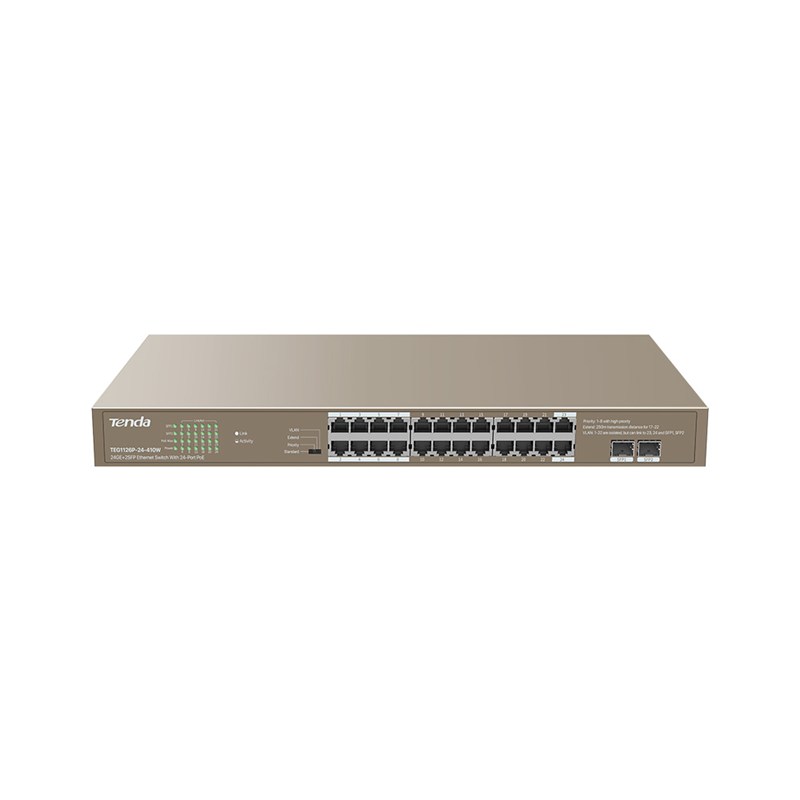  POE SWITCH: 24GE + 2SFP Ethernet Switch With 24-Port PoE+ (Total: 370W)  
