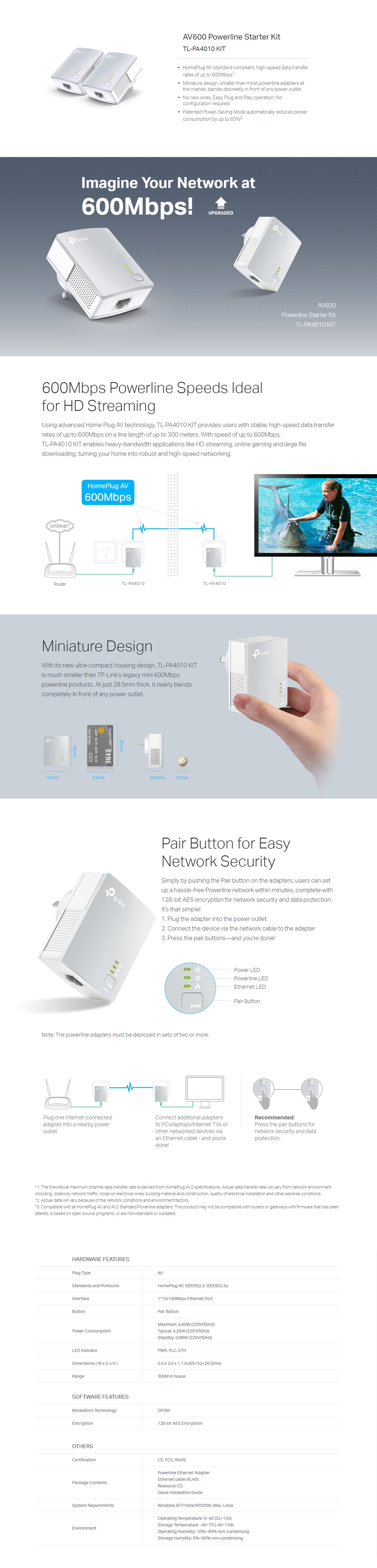  AV600 POWERLINE ADAPTER STARTER KIT 600Mbps  