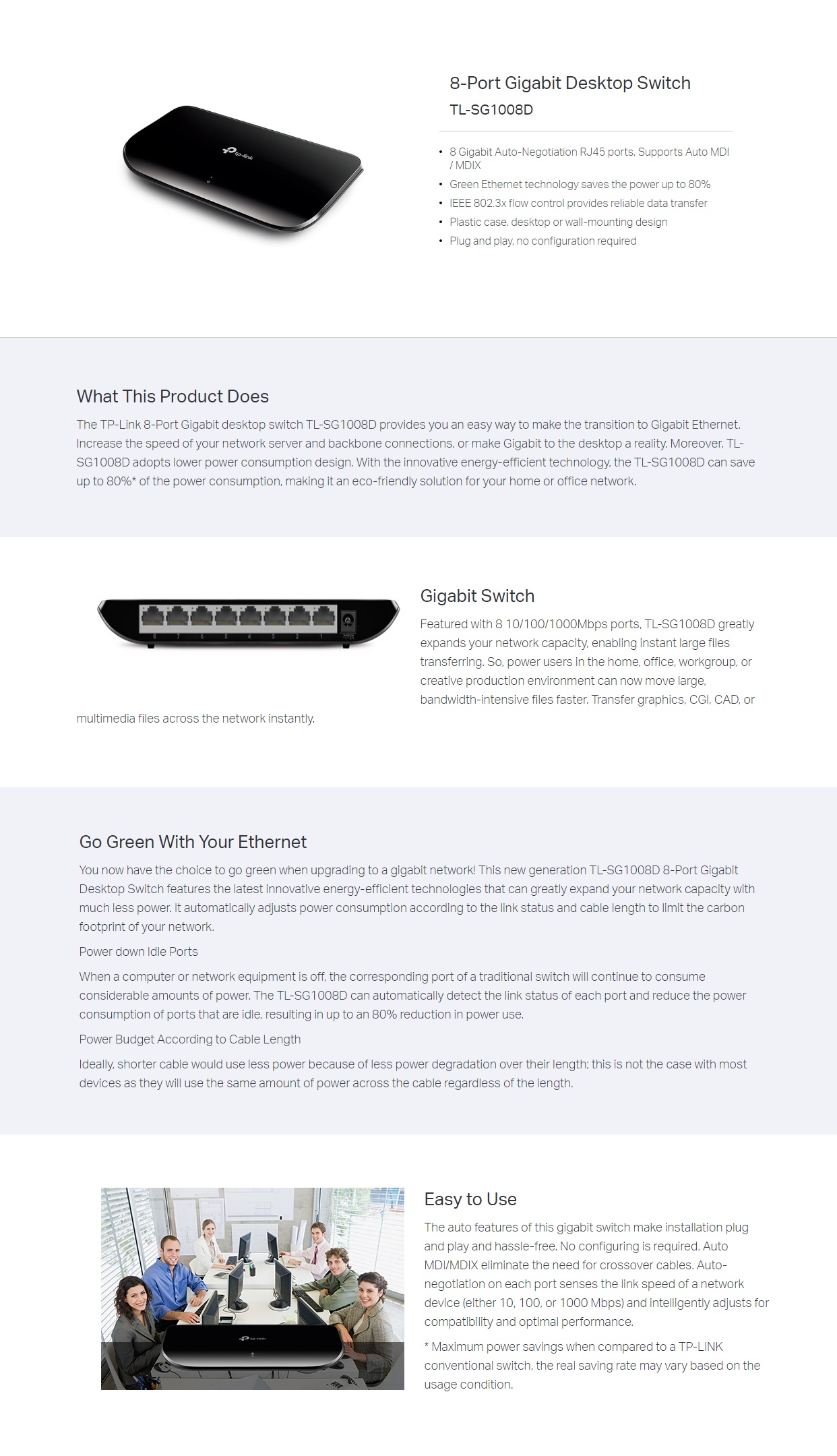  Switch: 8 Port Gigabit (10/100/1000)  