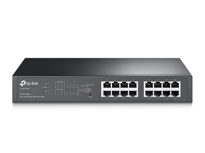  PoE Switch: 16-Port Gigabit Easy Smart PoE Switch with 8-Port PoE+ 110W, Rackmount Kit Included  