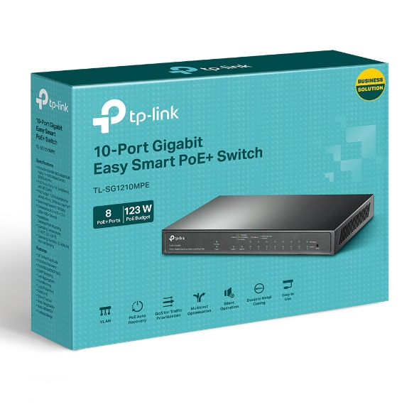  POE Switch: 10-Port Gigabit Easy Smart Switch with 8-Port PoE+ up to 30W each port (Max at 123W), 9x Gigabit RJ45, 1x SFP/RJ45,  