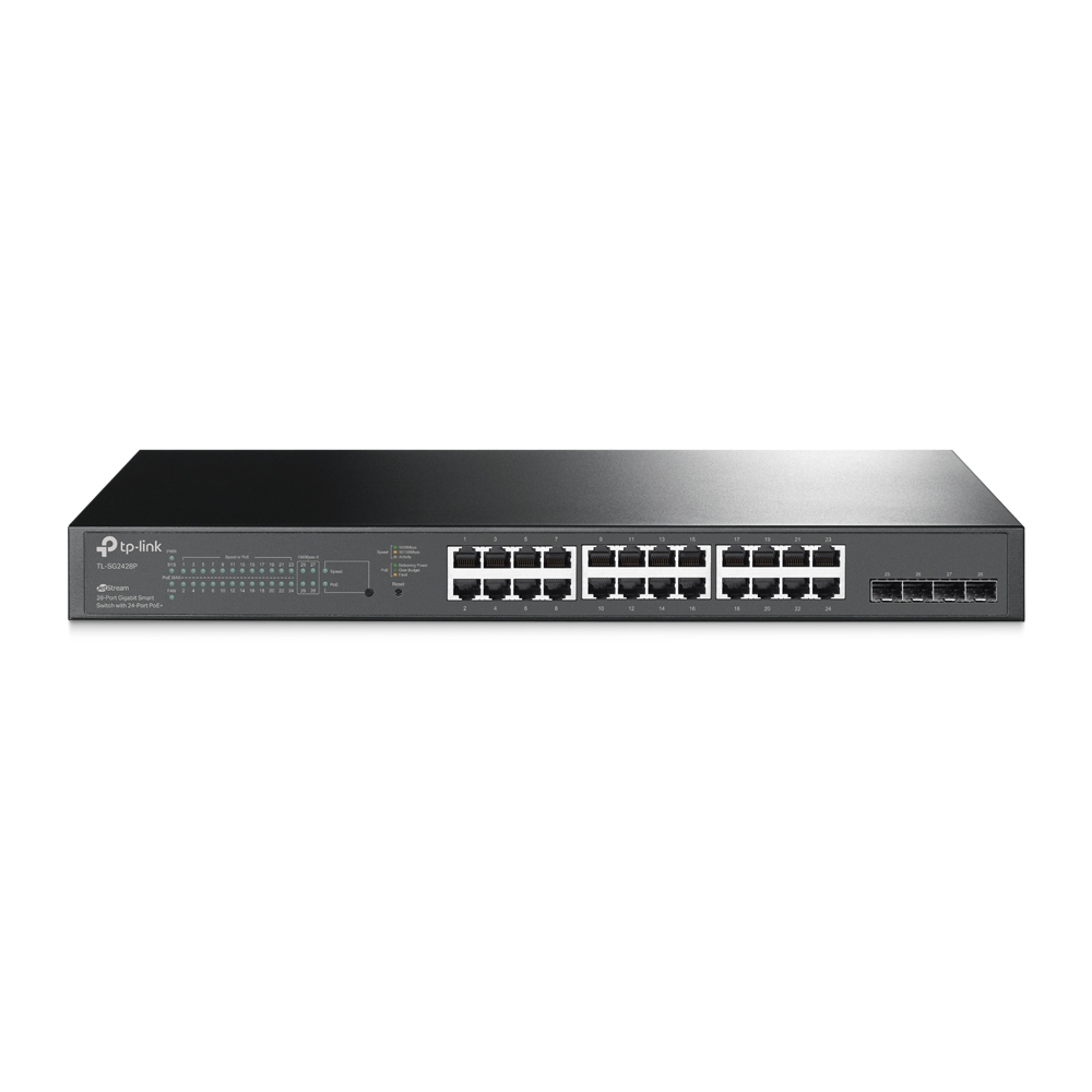  POE Switch: JetStream 28-Port Gigabit Smart Switch with 24-Port PoE+, Odama Cloud SDN  