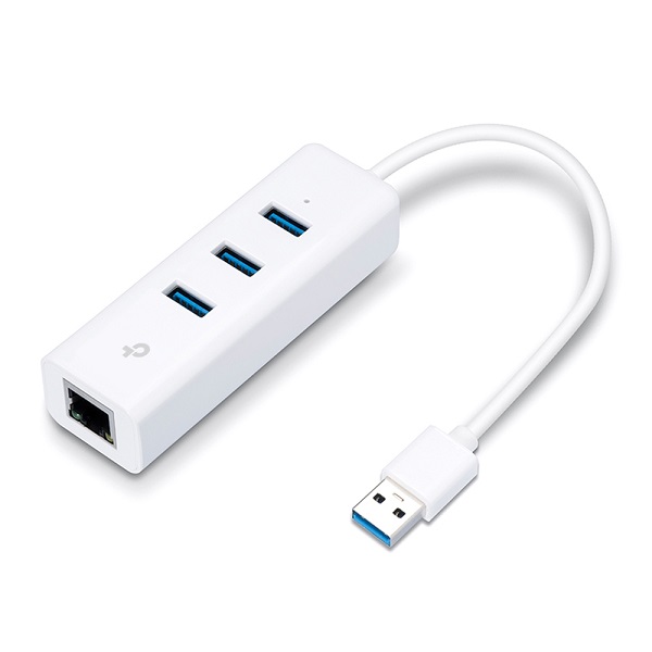  USB Adapter: USB 3.0 3-Port Hub & Gigabit Ethernet Adapter  