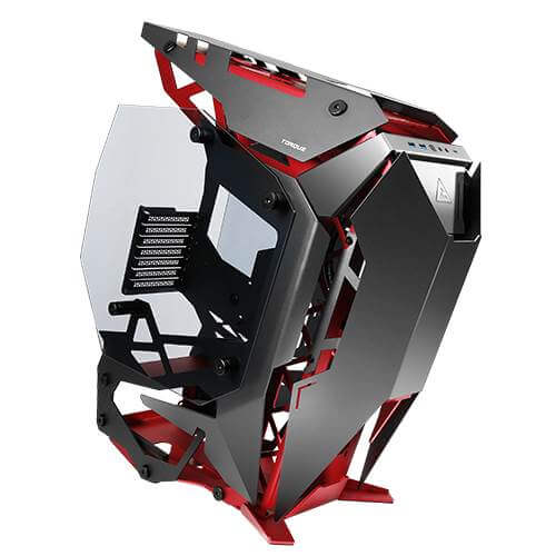  <b>Mid-Tower Case</b>: Torgue - Black/Red<BR>Open Frame Case, 2x USB 3.0, 1x USB Type-C, 2x Tempered Glass Side Panels, Supports: E-ATX*/ATX/mATX/mini-ITX  