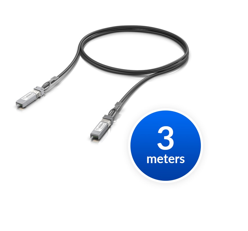  SFP+ Direct Attach Cable, Length 3m, 10/1 Gbps Throughput Rate, SFP+ to SFP+ connector  