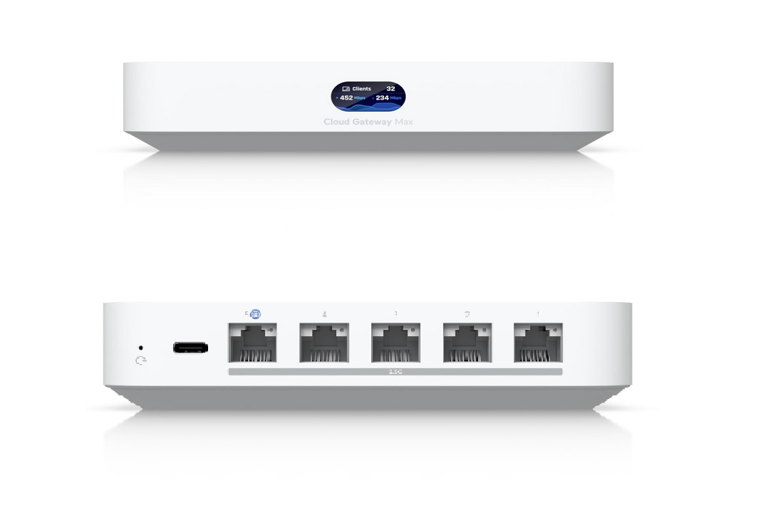  Cloud Gateway Max, Compact 2.5G With 30+ UniFi device/300+ Client Support, 1.5 Gbps IPS Routing, 512GB NVMe SSD Included  