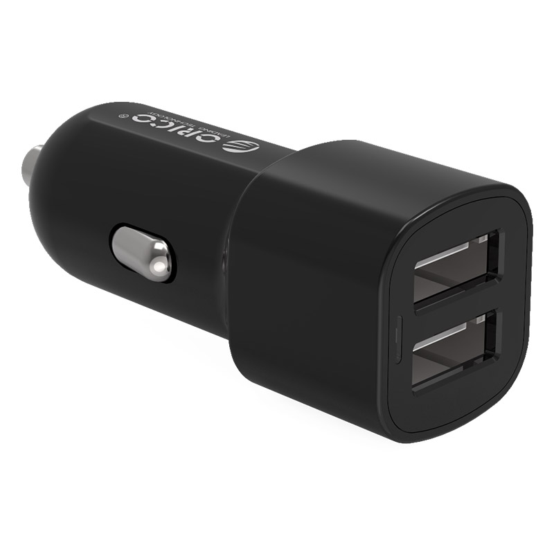  Car Charger: 2 Port USB Car Charger 12V / 24V 3.4A max 17W with Intelligent IC -Black  