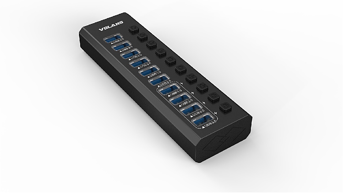  Aluminium 10 Ports USB3.0 HUB with 4 x Fast Charing Ports  