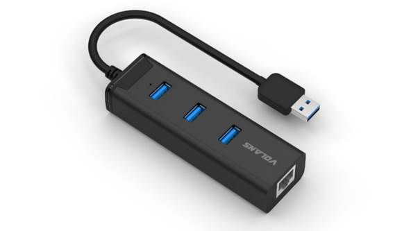  3-Port USB3.0 Aluminium Hub + RJ45 Gigabit Ethernet Adapter  