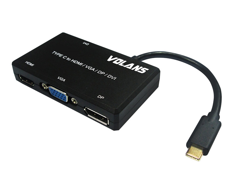  Type-C (USB-C) to HDMI /VGA /DP /DVI Multi-Port Adapter - Supports HDMI/DP 4K @60HZ, VGA 1080P  