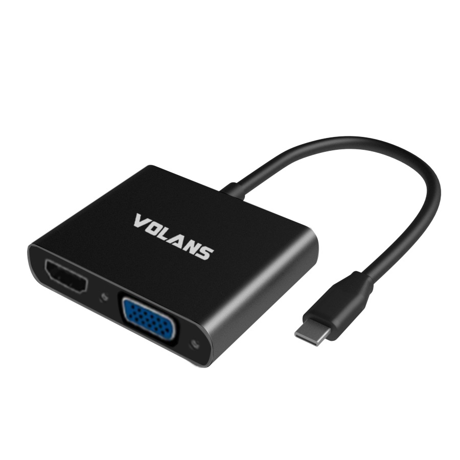  Aluminium (Type-C) USB-C to HDMI 4K @30Hz/ VGA/ USB 3.0/ USB Type-C - Multi-Port Dock Adapter with Power Delivery  