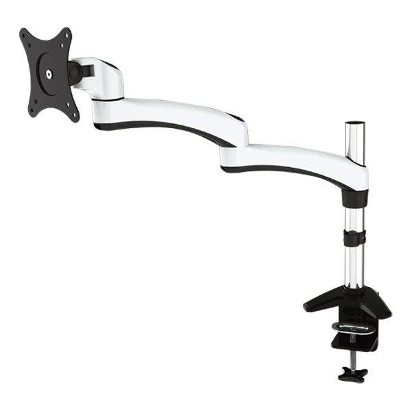  Desk Clamp Aluminium Single LCD Monitor w/double Arm support up to 27", Tilt , Swivel, Rotate 360, VESA 75/100  