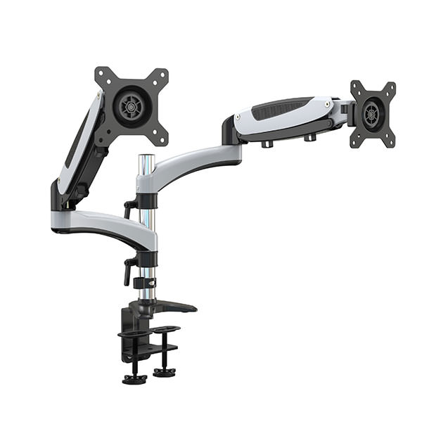  GasSpring DeskClamp Aluminium Dual LCD Monitor Arm support upto 34''w/15kgs; Tilt;Swivel;Rotate360;VESA 75/100  