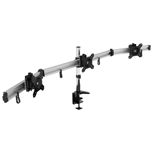  Desk Clamp Aluminium Three LCD Monitor Support up to 24", Tilt -15/+15, Rotate 360, VESA 75/100  