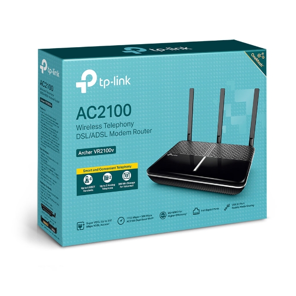  <b> Modem Router: </b>Archer VR2100v AC2100 Wireless MU-MIMO VDSL/ADSL Telephony Modem Router  