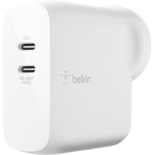  2 PORT WALL CHARGER, 68W USB-C Type-C GaN (2) FAST CHARGING, WHITE, 2YR WITH $2500  