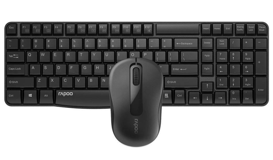  Rapoo X1800S Black Wireless Keyboard & Mouse Combo - 2.4GHz Wireless, 1000 DPI Optical Mouse  
