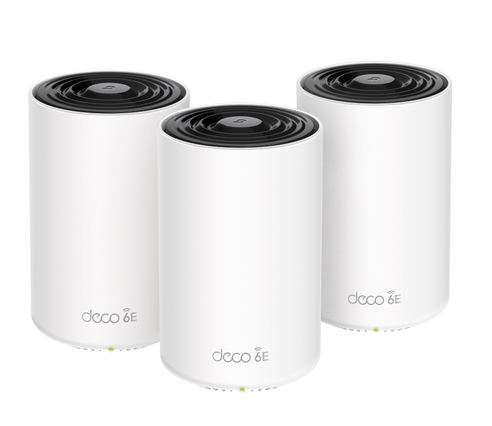 AXE5400 Tri-Band Mesh Wi-Fi 6E System (3-Pack) - 2402 Mbps (6GHz)+ 2402 Mbps (5GHz)+ 574 Mbps (2.5GHz), 1 2.5 Gbps Port + 2 Gigabit Ports, Mesh WiFi coverage up to 670 m2 (3-pack)<br><Font Color="red">Promo 2/10/23 - 31/10/23: Free TAPO C510W Camera. Redeem From TP-Link Australia.  