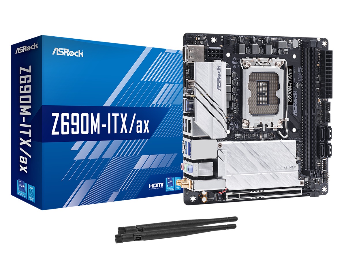  Z690 Mini-ITX Motherboard: 1700 Socket For Intel 12th Gen Processors<BR>2x DDR4, 4x SATA 6Gb/s, PCIe 5.0, 2x M.2 Gen4, USB 3.2, 2.5GbE LAN, Wi-Fi 6E + Bluetooth, Realtek ALC897 7.1 Audio, HDMI/DP  
