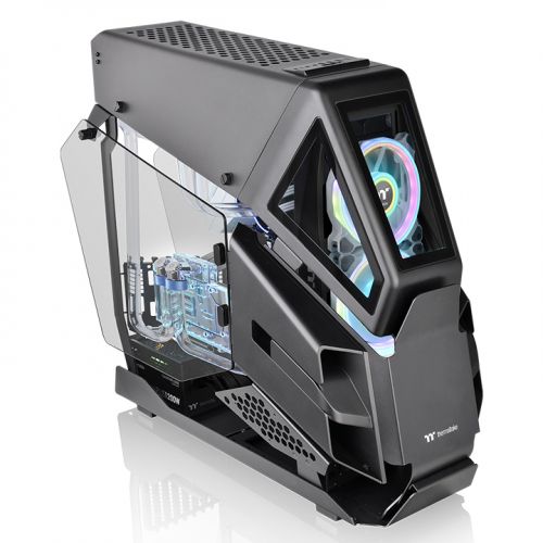  <b>Full-Tower Case:</b> AH T600 - BLACK Open Frame Chassis, Type-C x 1, USB 3.0 x 2, USB 2.0 x 1, HD Audio x 1, Tempered Glass Side Panel, Supports: Mini-ITX, MicroATX, ATX, E-ATX  