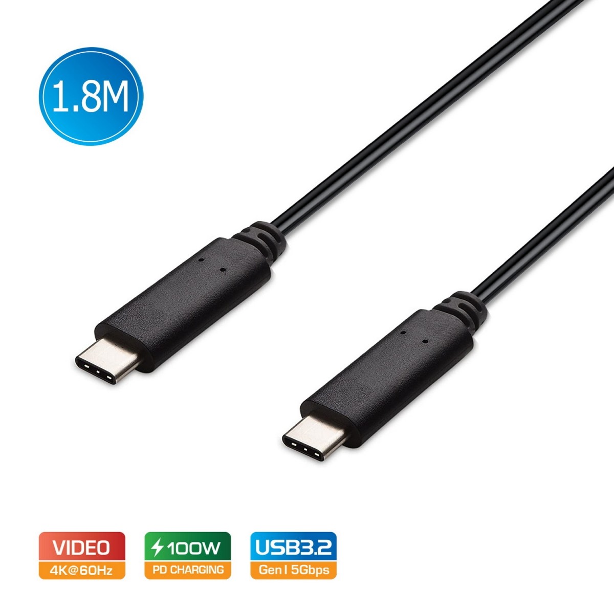 USB-C Type-C to USB-C Cable USB 3.2 Gen1 5A 100W PD 4K@60Hz 1.8M  