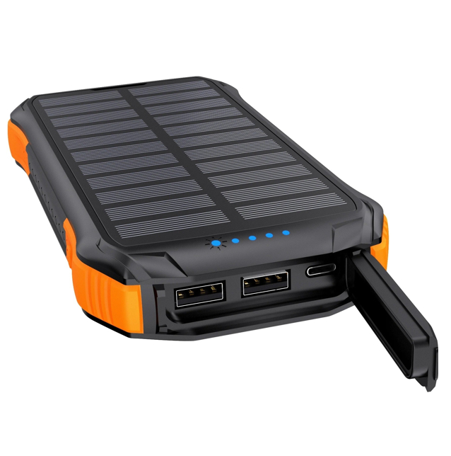  20,000mAh Solar Power Bank With Wireless, USB-C Type-C , USB-A x 3, LED Flashlight  