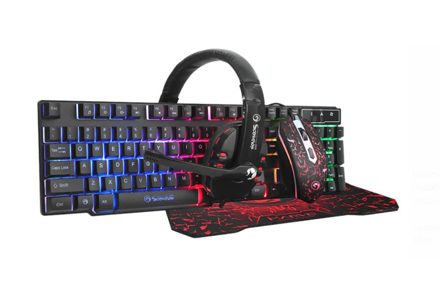  MARVO CM370 Black - 4 in 1 RGB USB Gaming Starter Kit, Includes: Keyboard, Mouse, Mouse Pad & Headset  