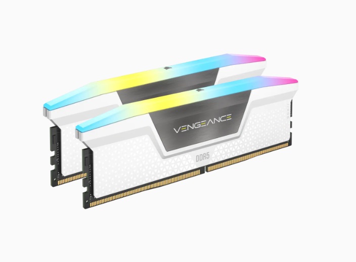  Dual Channel: 32GB (2x16GB) DDR5 6000MHz C40 Vengeance RGB White - Optimised for Intel Desktop Memory  