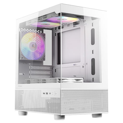  <b>Mini-Tower Case:</b> Antec CX200M Elite - White<br>5x 120mm ARGB Fans, 2x USB 3.0, Headphone + Mic Combo Jack, Tempered Glass Side & Front Panel, Supports: m-ATX/mini-ITX  