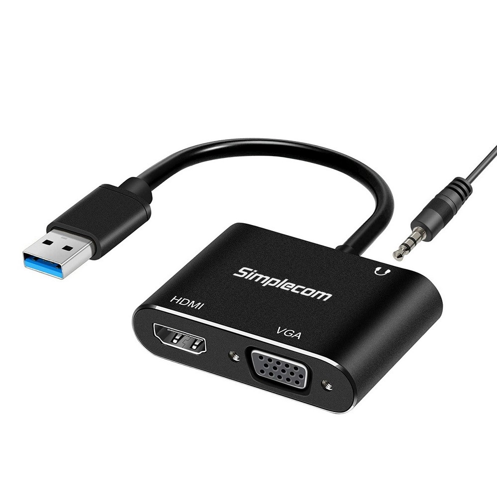  USB to HDMI + VGA Video Card Adapter with 3.5mm Audio  