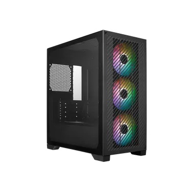  Mini-Tower Case: MasterBox Elite 301 - Black<BR>3x ARGB-LED Fans, 1x USB 3.2, 1X USB Type-C, Tempered Glass Side Panel, Supports: mATX/mini-ITX  