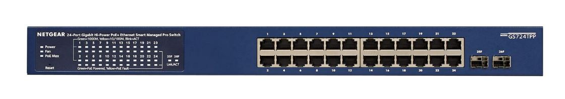  POE SWITCH: 24-port High Powered PoE+ Gigabit Smart Managed Pro Switch with 2 x SFP ports (380W PoE Budget), Cloud Management, ProSAFE Lifetime Warranty  