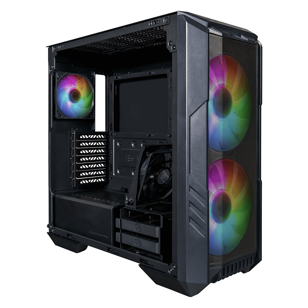  Mid-Tower Case: HAF500 - Black<br>2x 200mm ARGB Fans + 2x 120mm ARGB PWM Fans, 2x USB 3.2, 1x USB Type-C, Tempered Glass Side Panel, Supports: E-ATX*/ATX/mATX/mini-ITX  