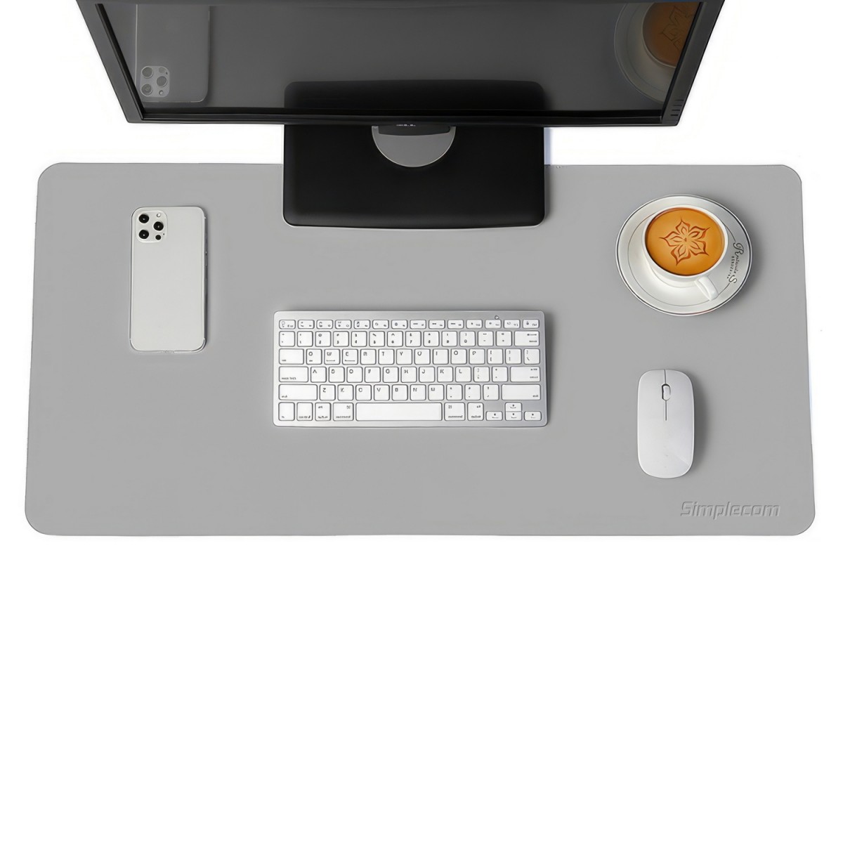 Desk Mouse Pad Non-Slip PU Leather 80x40cm - Grey  