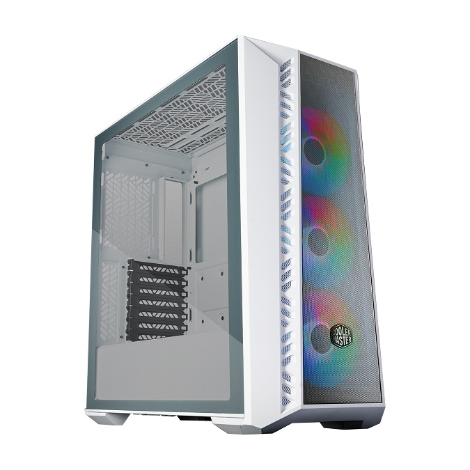  Mid-Tower Case: MasterBox 520 MESH - White<br> 3x 120mm ARGB-LED Fans, 1x USB 3.2, 1x USB Type-C, Tempered Glass Side Panel, Supports: E-ATX*/ATX/mATX/mini-ITX  