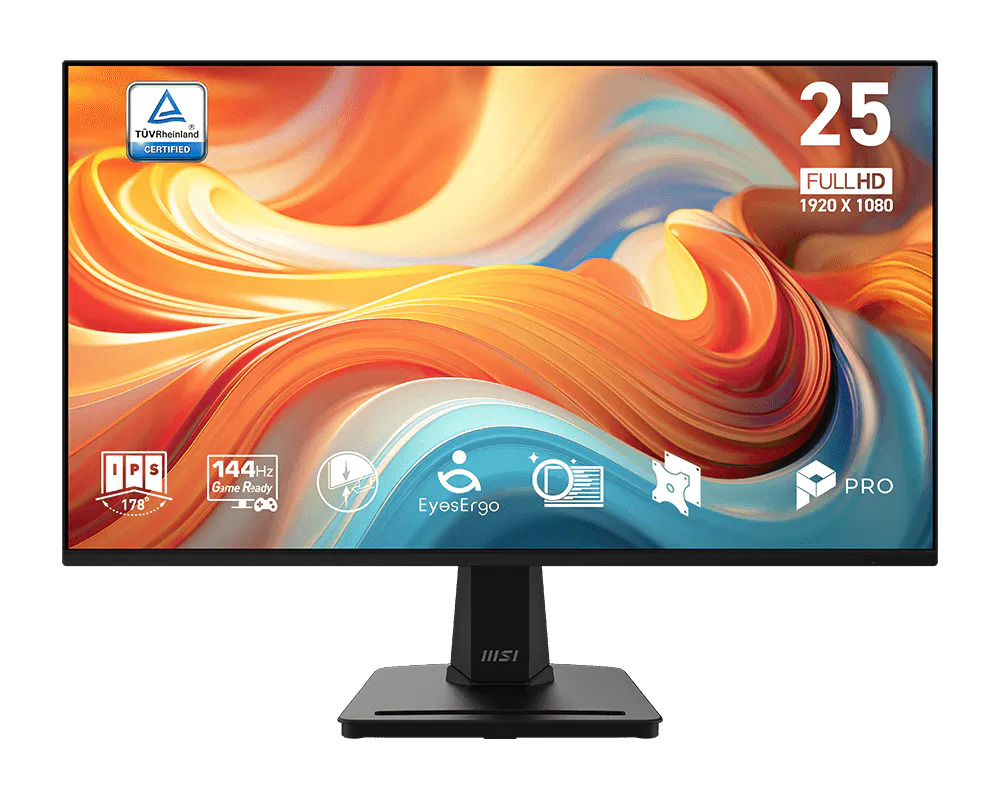  24.5" Full HD IPS Monitor, 1920x1080, 144Hz Refresh Rate, 1ms MPRT, AMD FreeSync, VESA 100x100, 1x HDMI/1x VGA  