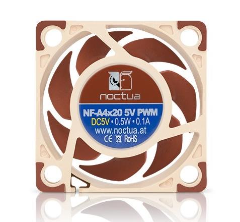  40mm Fan: Noctua A-Series A4x20-5V-PWM<br>40mm 4-Pin PWM 5v Fan, 5000 RPM, 14.9 dB(A)  