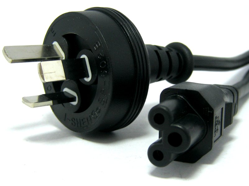  Power Cable: 3 PIN AUS Mains (MALE) - 3 PIN Power Cable (IEC C5 FEMALE) For Notebook/NUC 0.5M--1.8M  