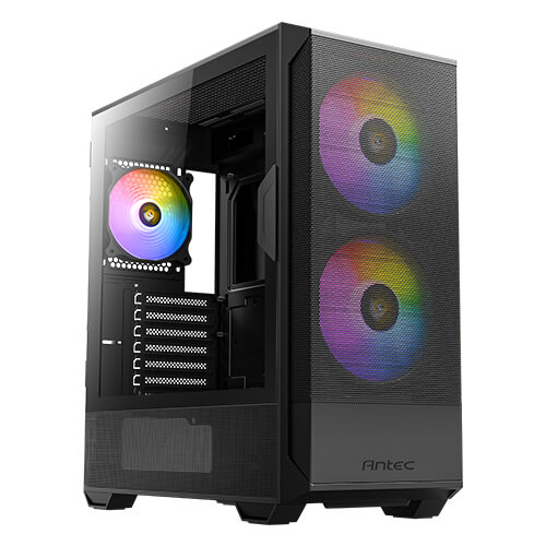  <b>Mid-Tower Case</b>: Antec NX416L - Black<BR>2x 160mm ARGB Fans + 1x 120mm ARGB Fan, 1x USB 3.0 + 1x USB Type-C, 1x Headphone/Mic Combo, Tempered Glass Side Panel, Supports: ATX, mATX, mini-ITX  