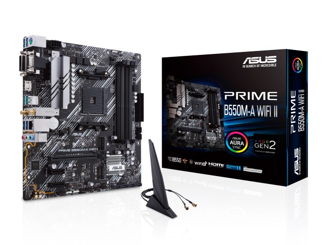  B550M m-ATX Motherboard: AM4 Socket For AMD Ryzen 3000/4000/5000 Series Processors<br>4x DDR4, 2x M.2, 4x SATA, PCIe 4.0, Gigabit Ethernet, WiFi 6 AX + Bluetooth 5.2, USB 3.2, Realtek 7.1 Audio, HDMi/DVI/VGA,  