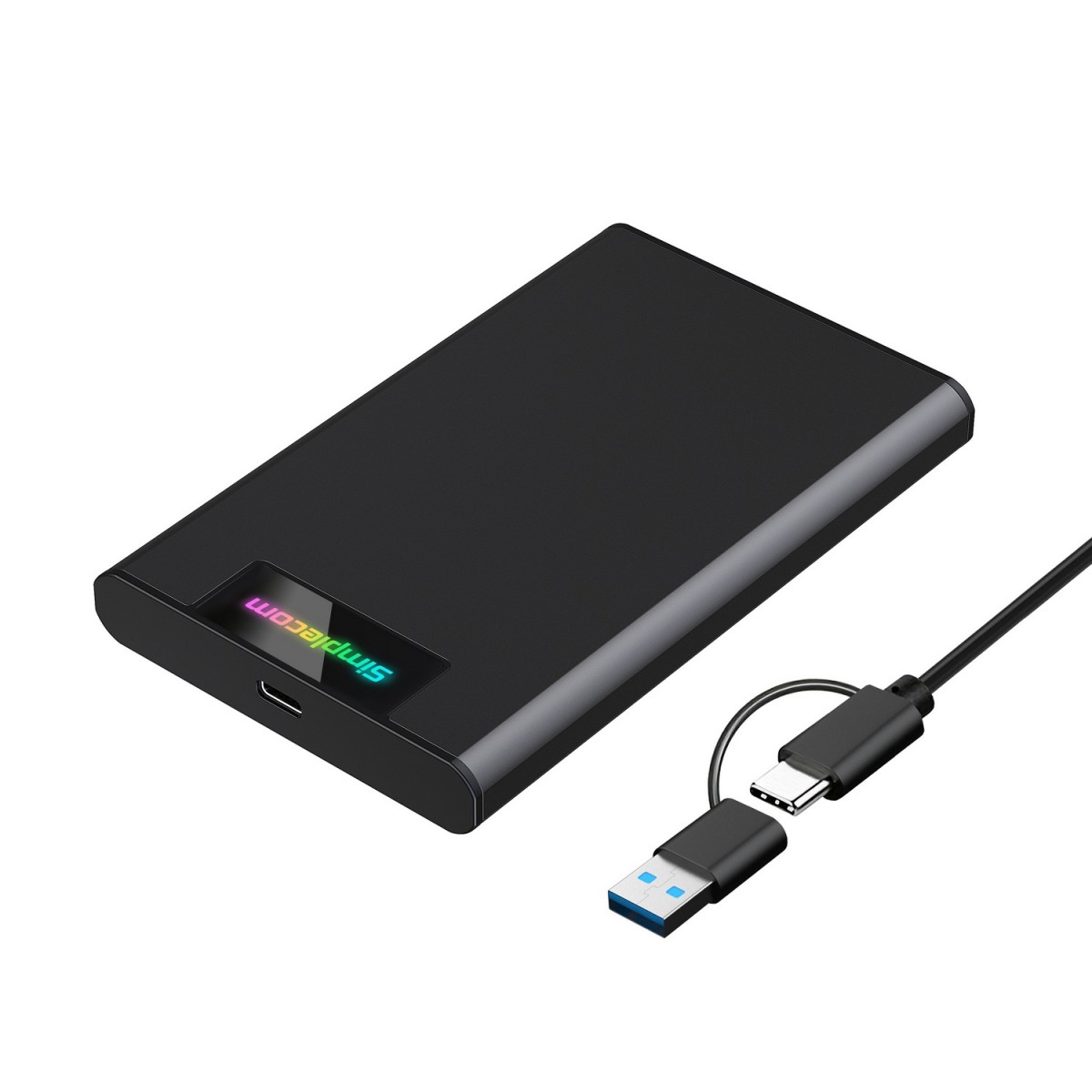 Tool-free 2.5" SATA HDD SSD to USB-C Enclosure with RGB Lights USB 3.2 Gen 2  