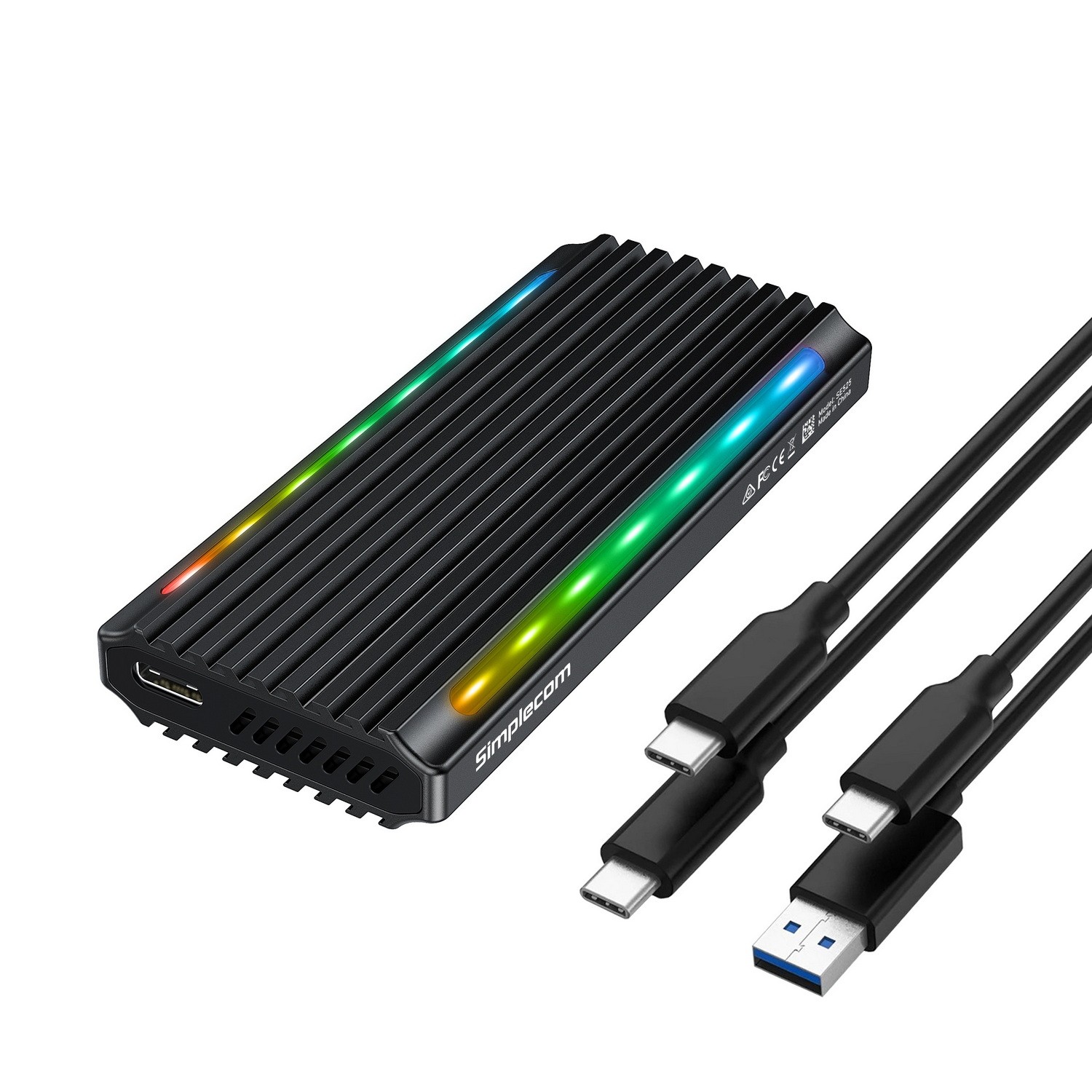  Dual Protocol support for both NVMe / SATA M.2 SSD USB-C Enclosure with RGB Light USB 3.2 Gen 2 10Gbps  